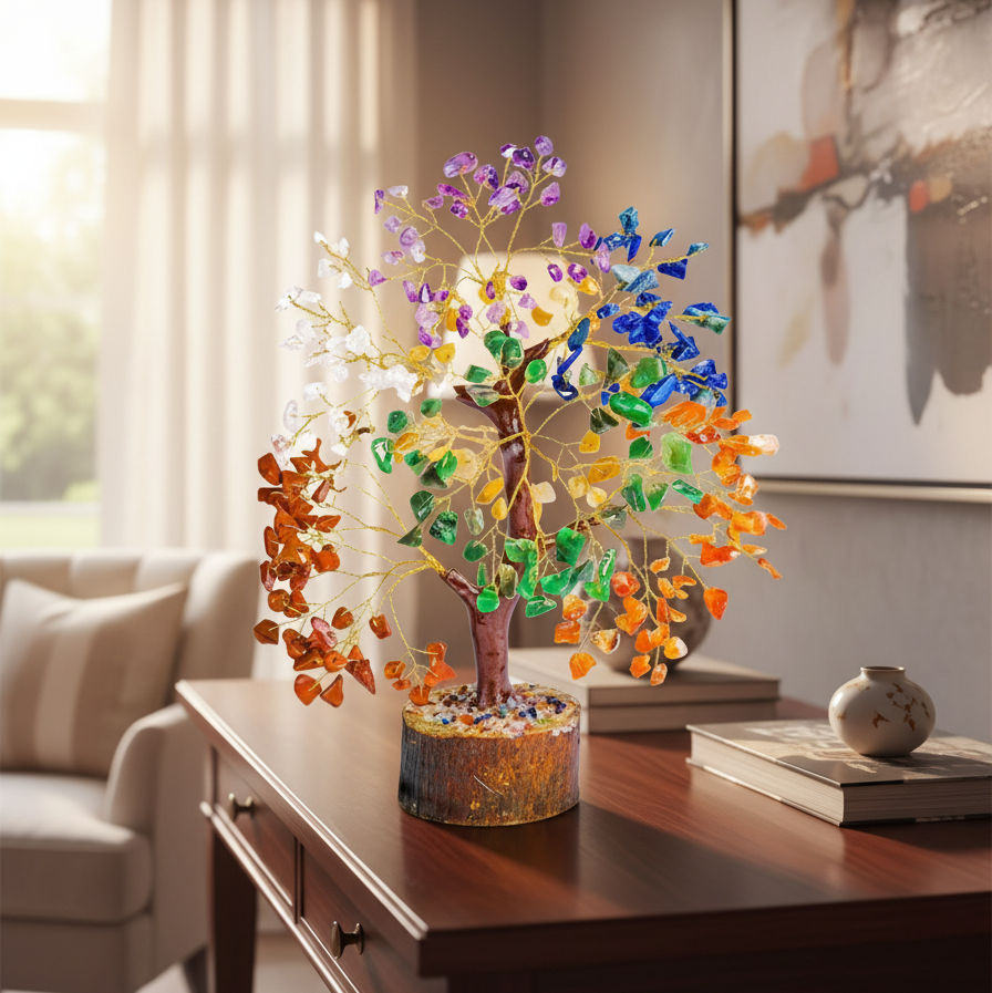Seven Chakra Crystal Tree with 300 Beads – Manifest Balance & Positive Energy