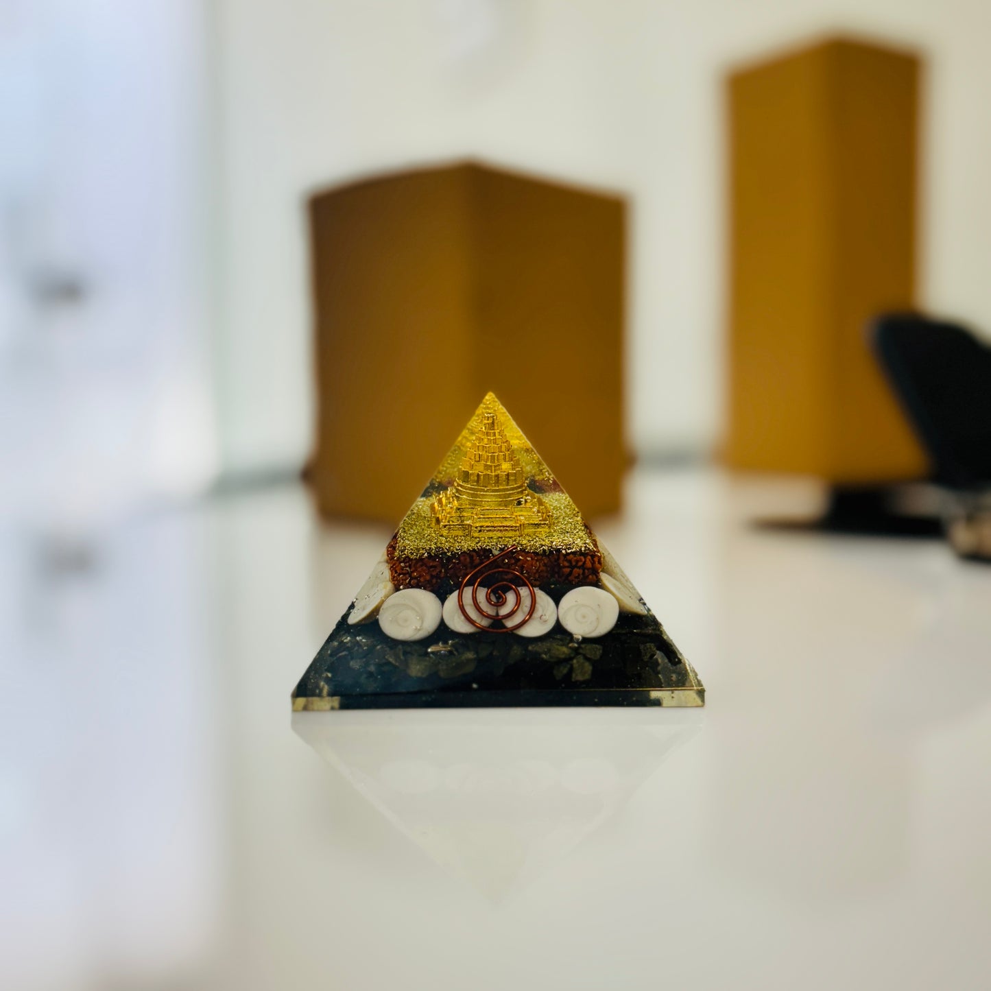 Pyrite Shree Yantra Lakshmi Pyramid- Manifest Financial Growth and Power