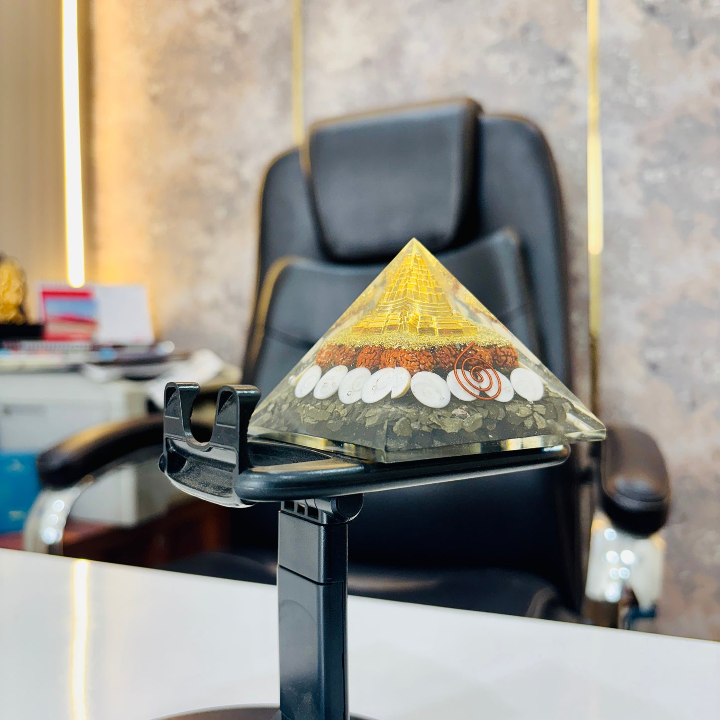 Pyrite Shree Yantra Lakshmi Pyramid- Manifest Financial Growth and Power