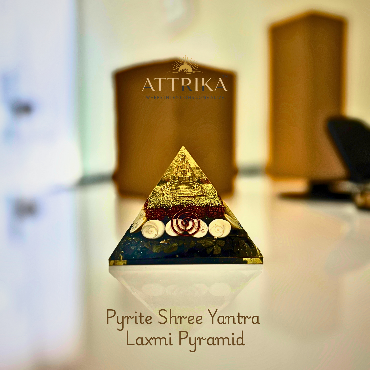 Pyrite Shree Yantra Lakshmi Pyramid- Manifest Financial Growth and Power